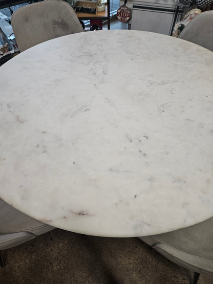 Round marble topped dining set w/ 4 chairs