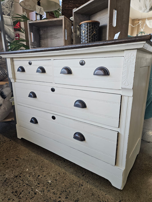 Refinished Cream Dresser/Media Stand