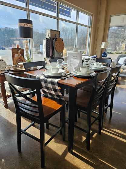 Wood top high top dining table with butterfly leaf & 4 chairs