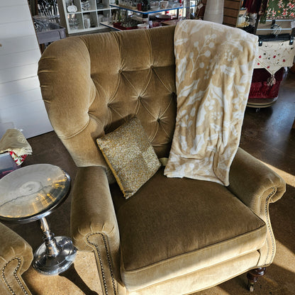 Tufted Wingback Accent Chair with Nailhead Trim