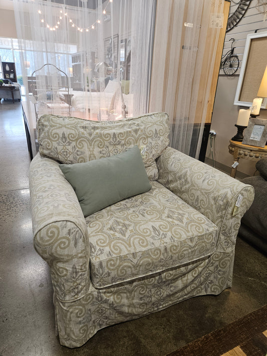 Arhaus Baldwin Slip-cover Swivel Chair and a Half