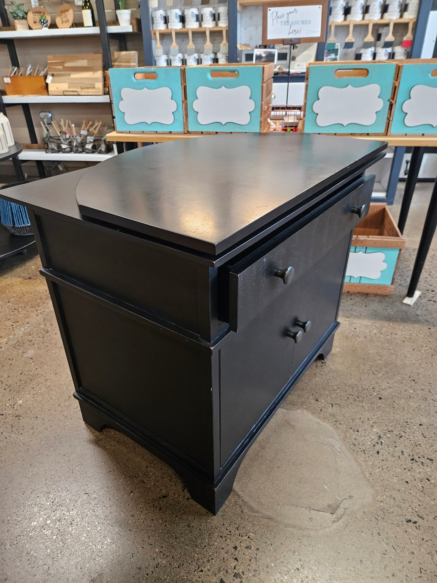 Black TV/Media Stand with swivel top