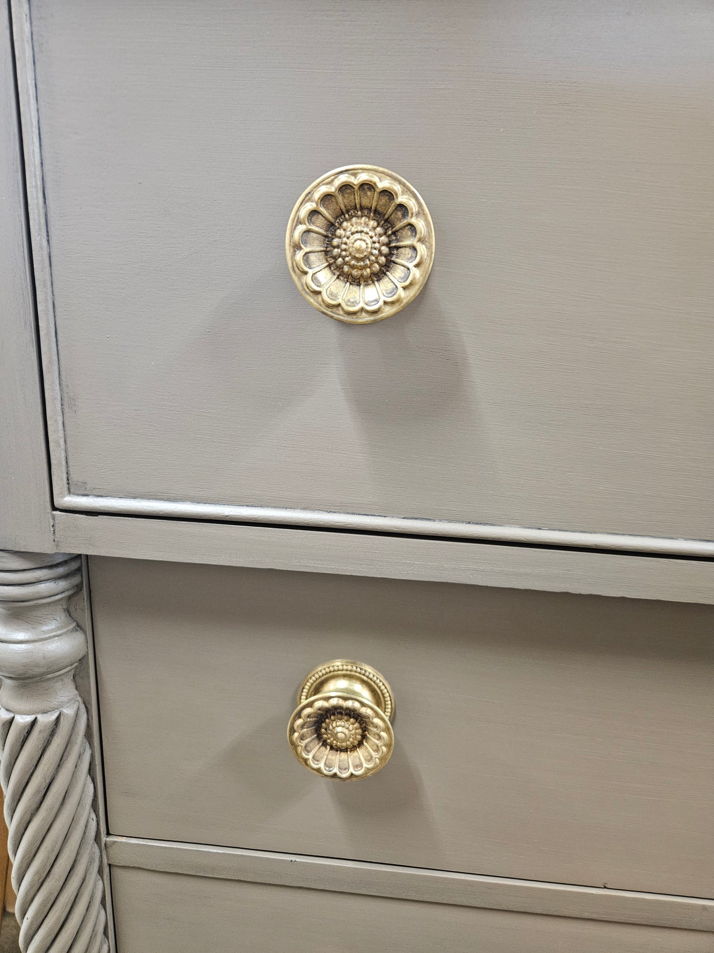 Soft Brown Painted Dresser w/ Gold Pulls