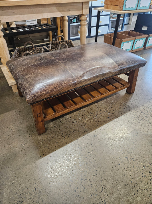 Williams Sonoma Leather Ottoman