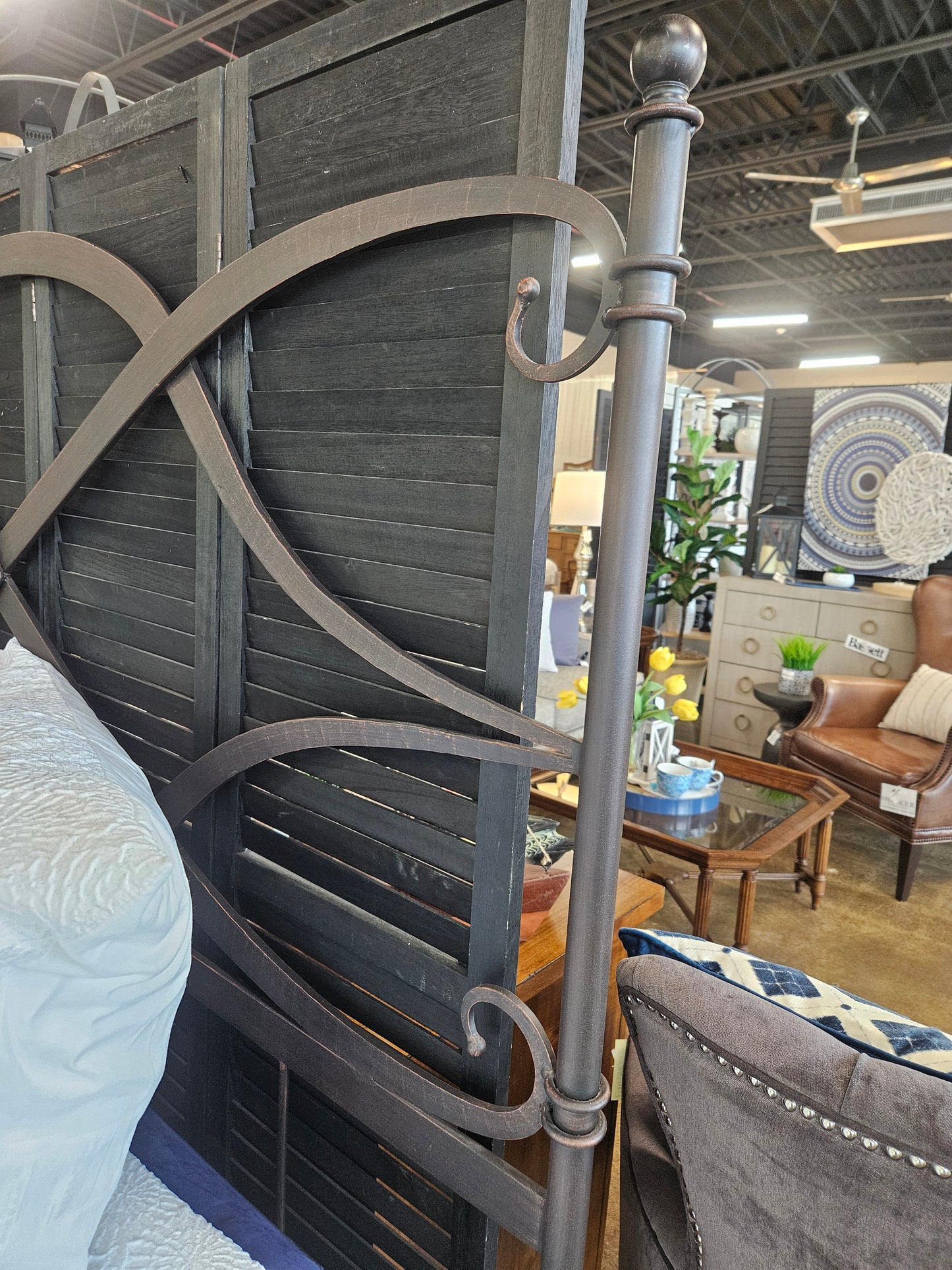 Arhaus black king metal bed frame