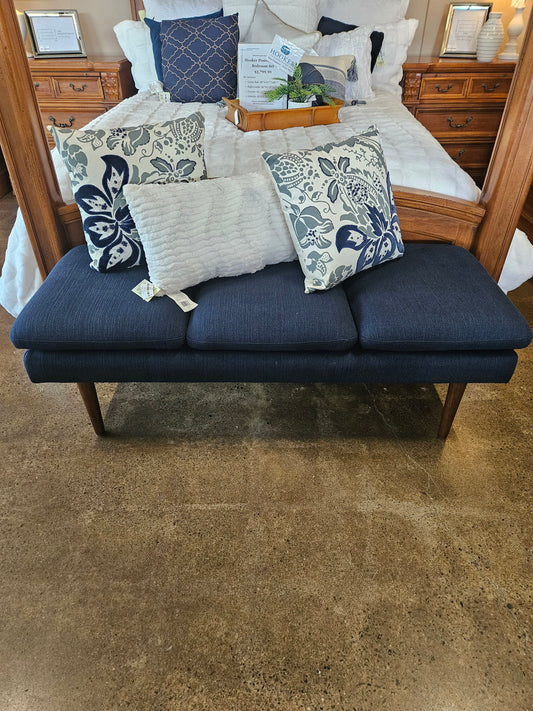 Blue Upholstered Bench/Ottoman