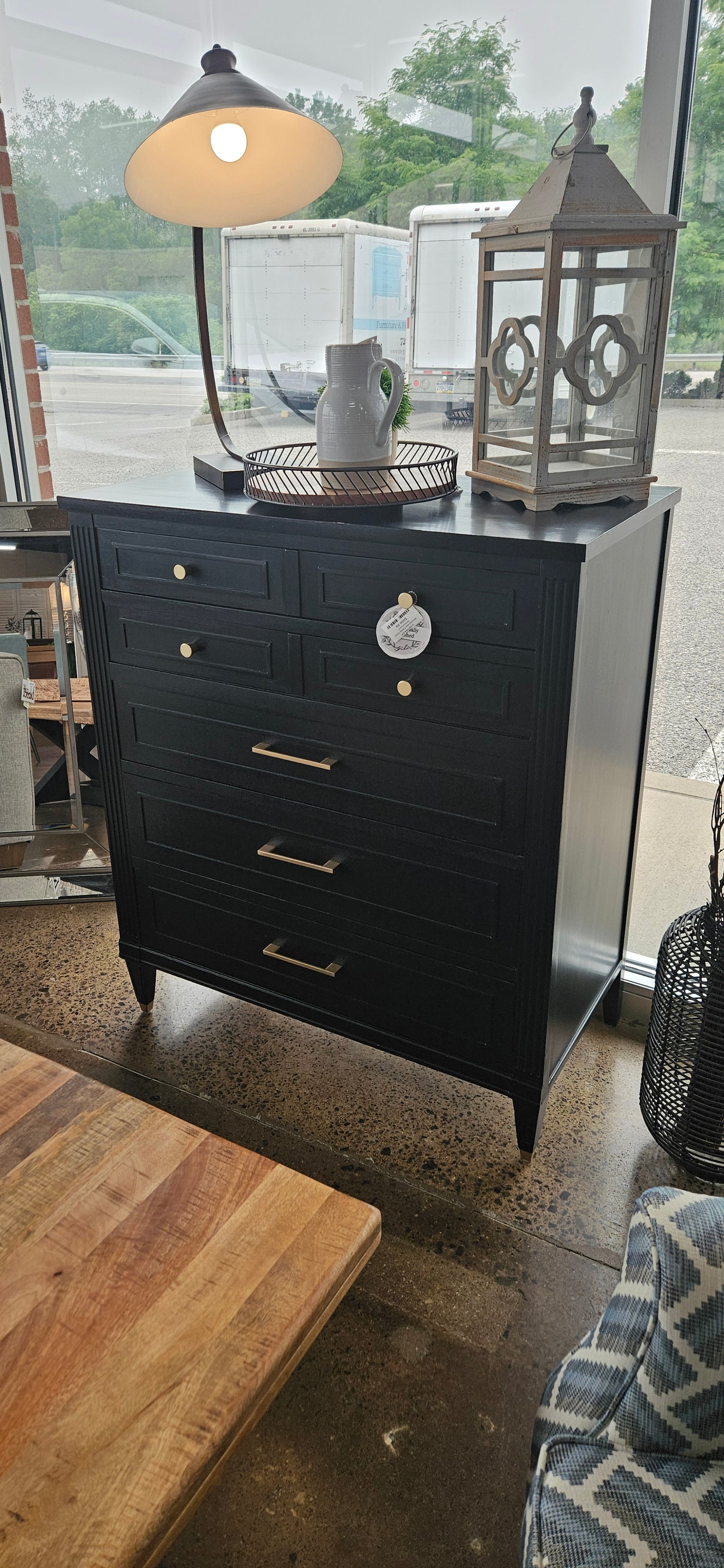 Refinished black 5 drawer dresser
