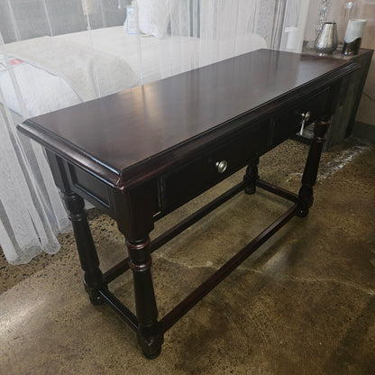 Dark wood sofa table with 2 drawers