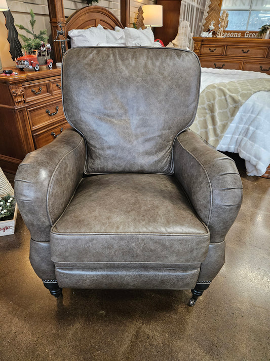 Arhaus gray leather recliner