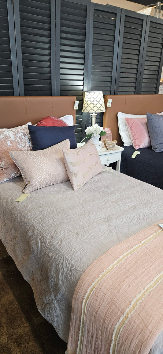 Faux leather twin bed frame (Model Home)