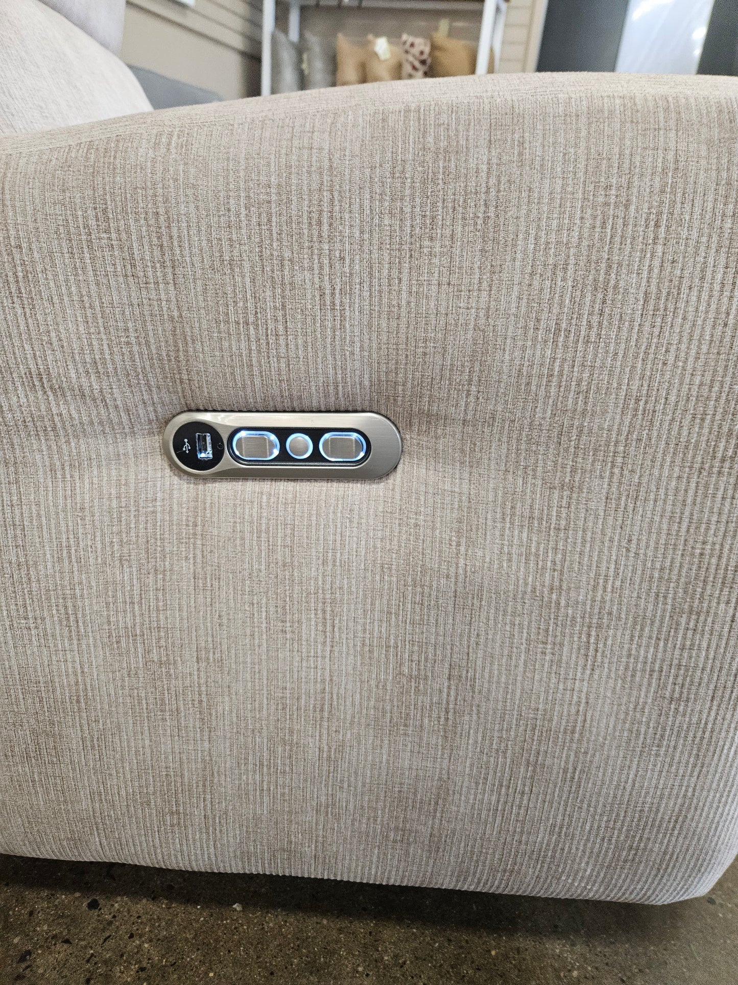 Cream Power Swivel Recliner