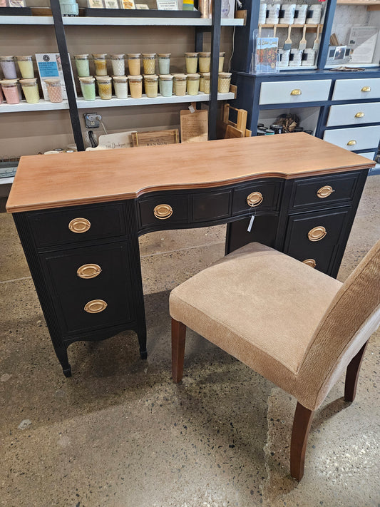 Refinished desk in black with wood top