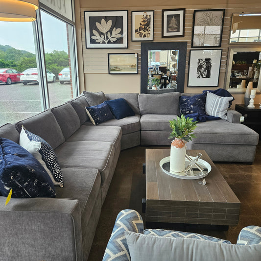 Gray sectional sofa with chaise