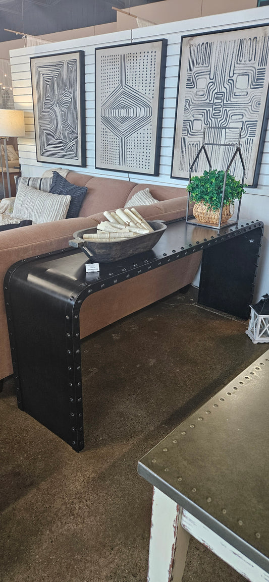 Black studded console table (Model Home)