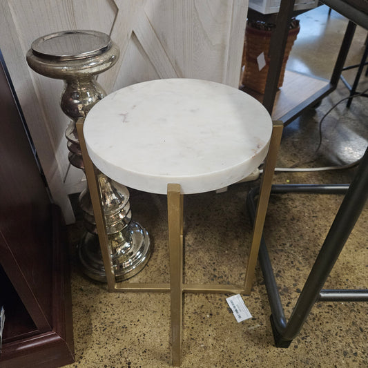 Marble top accent table with gold legs