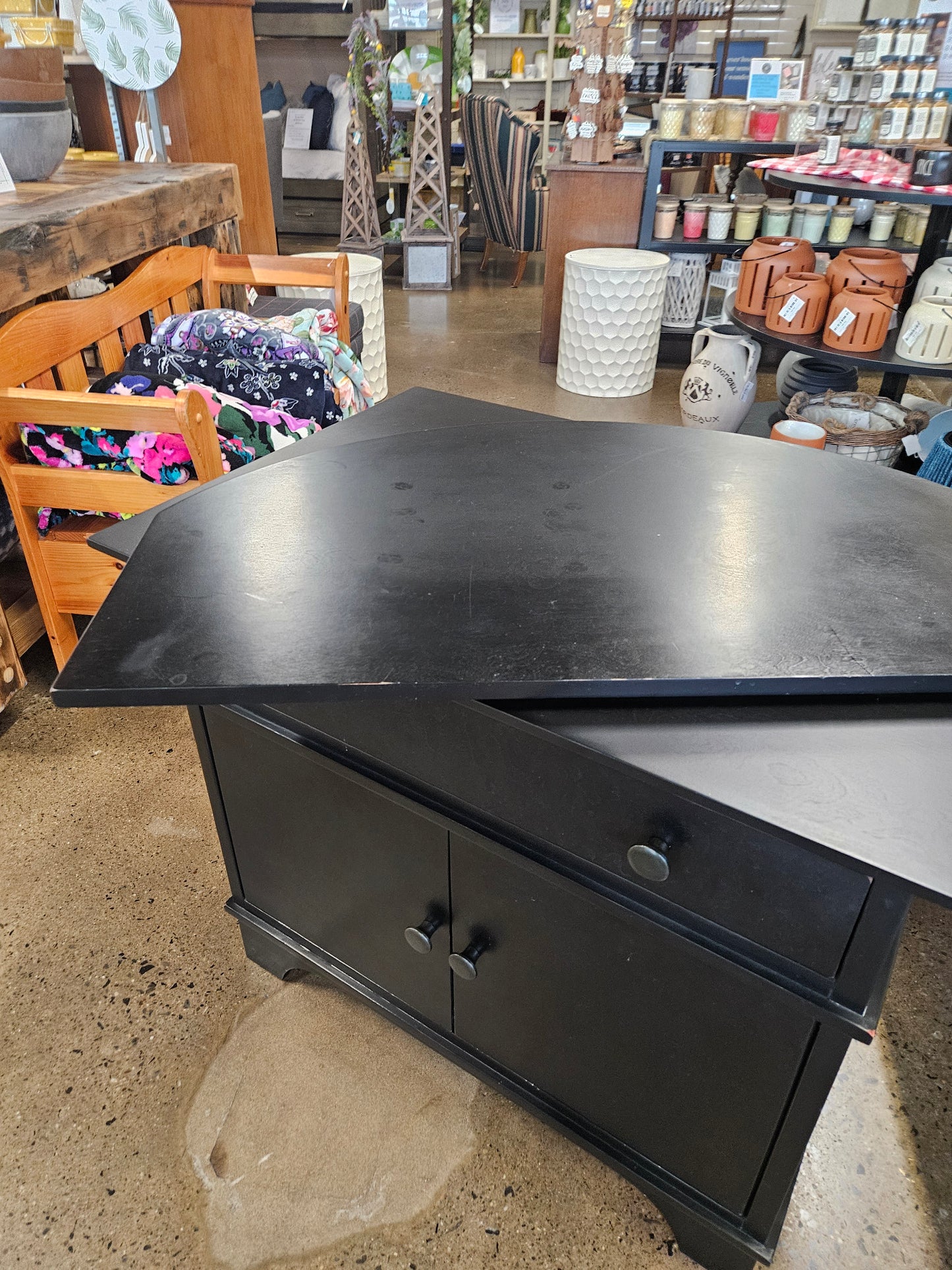Black TV/Media Stand with swivel top