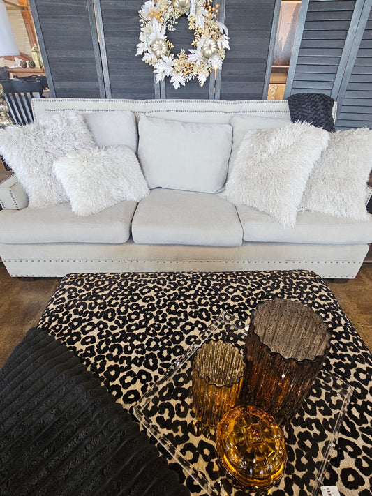 White Universal Sofa with Nailhead Trim