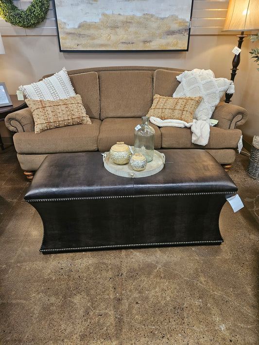 Ethan Allen gold/tan sofa with nail head trim