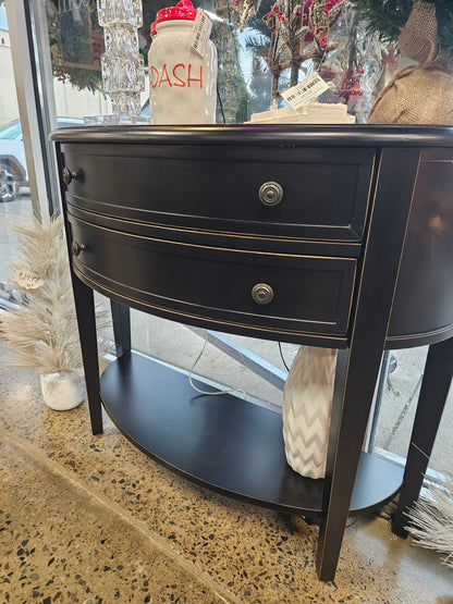 Black half circle hallway table