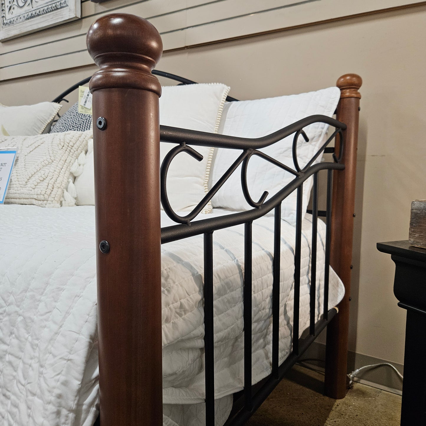 Cherry/black metal daybed with trundle