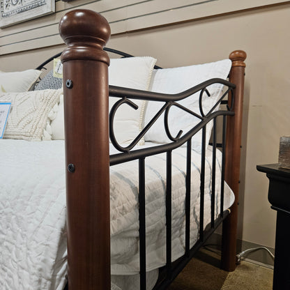 Cherry/black metal daybed with trundle