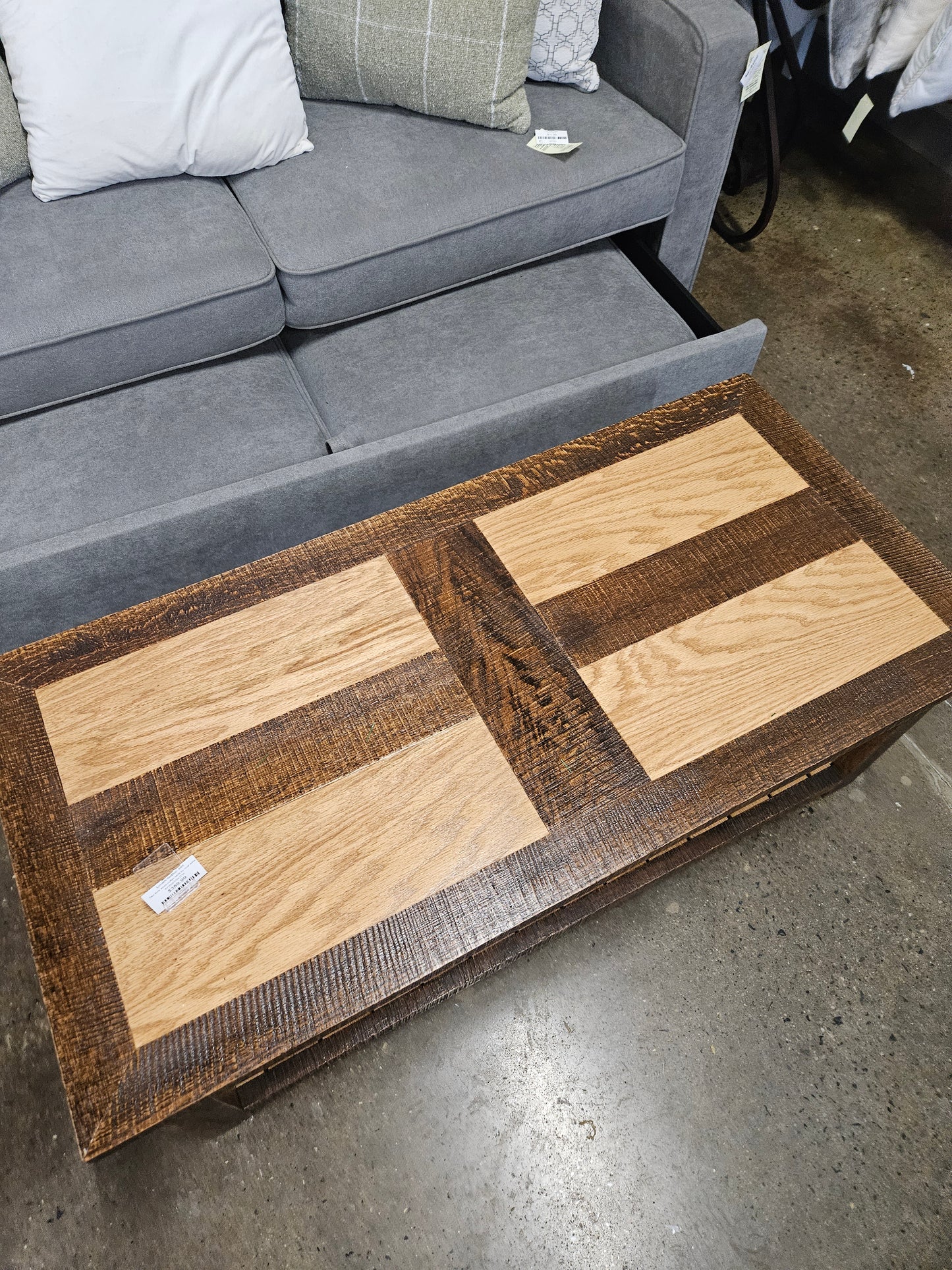 Two tone wood coffee table by local artist