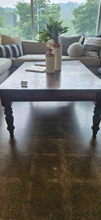 Hammered Top Wood Coffee Table