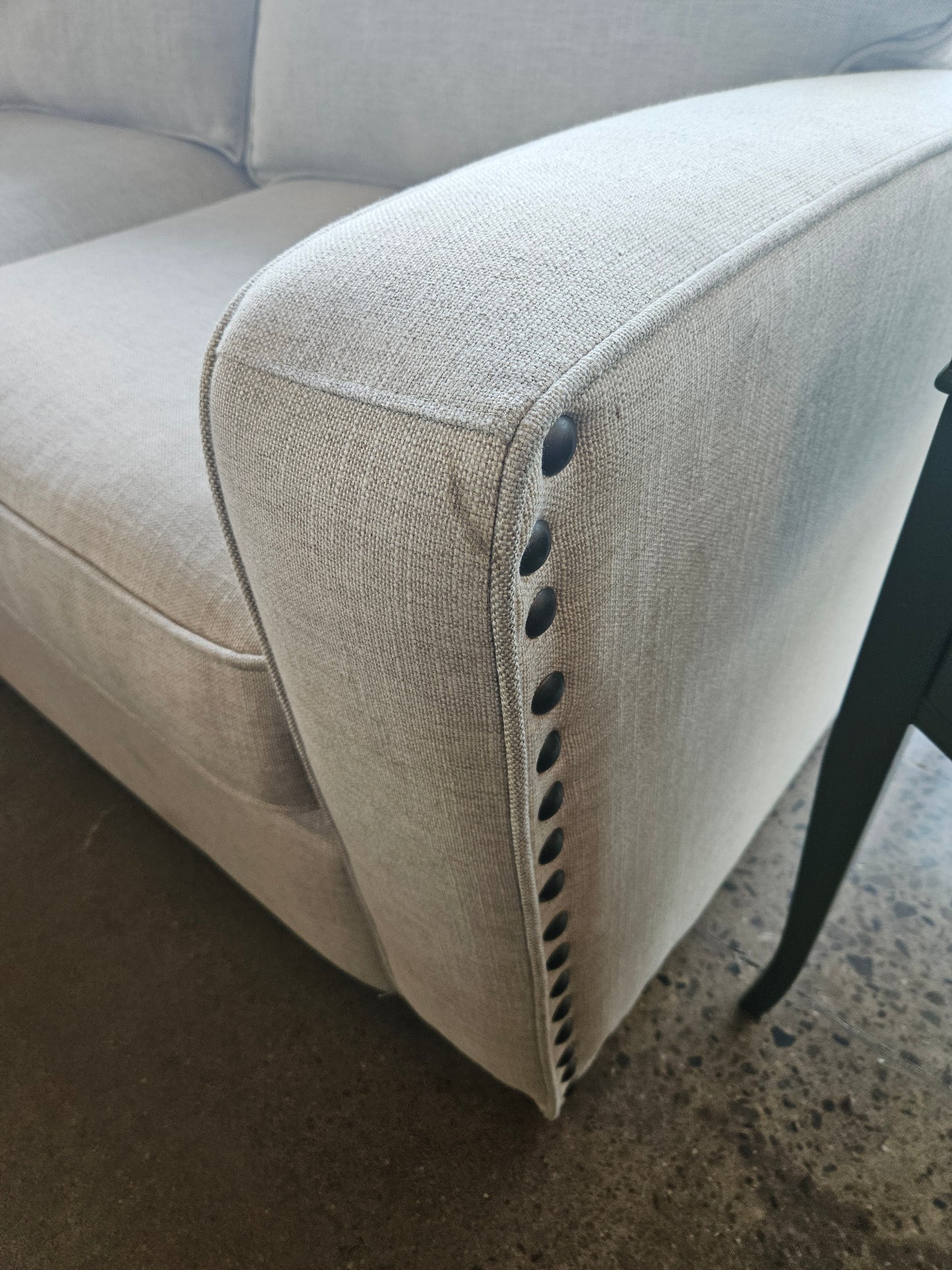 Cream Sofa with Nailhead Trim