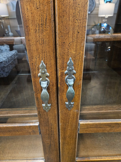 Wooden hutch with glass shelves