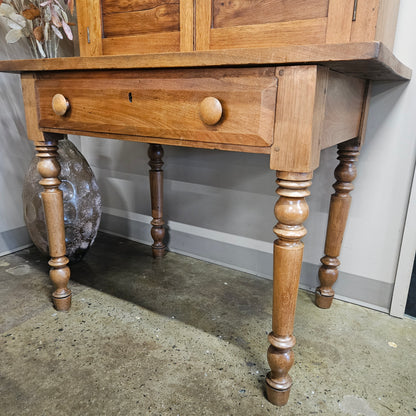 Wooden plantation desk and hutch