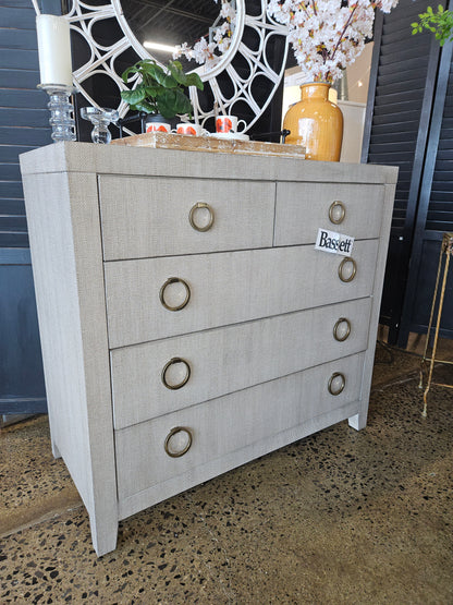 Raffia 5 drawer chest