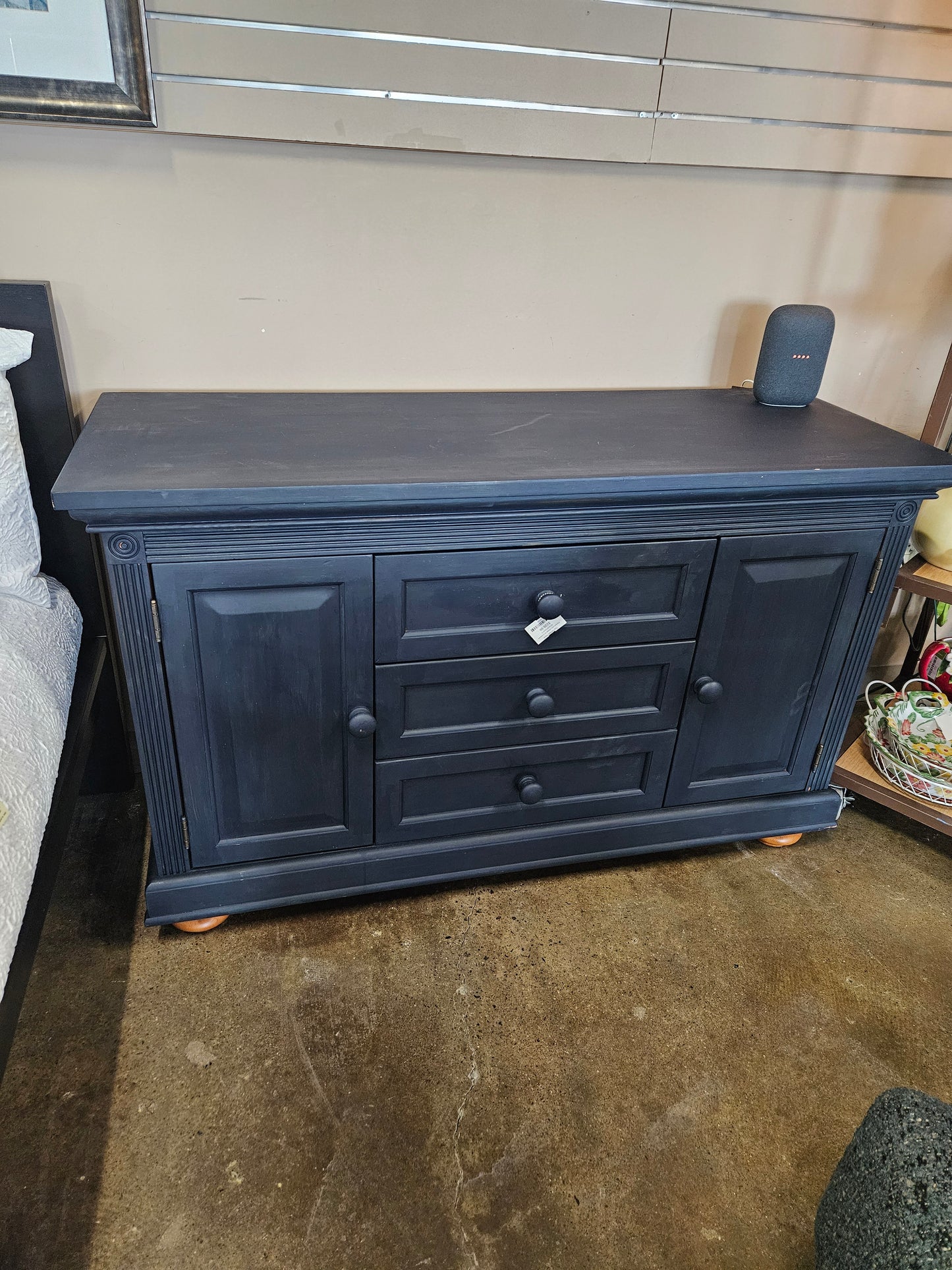 Painted navy dresser w/ 3 drawers