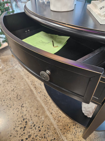 Black half circle hallway table