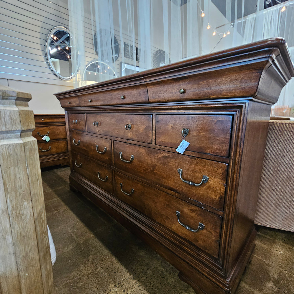 Warm brown dresser with nightstand