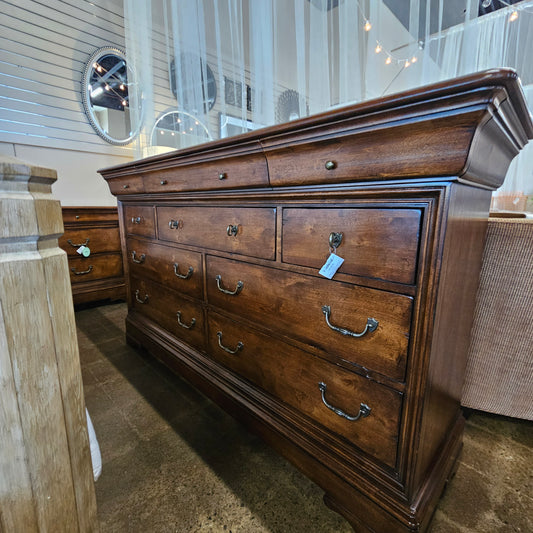 Warm brown dresser with nightstand