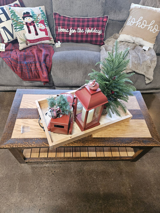 Two tone wood coffee table by local artist