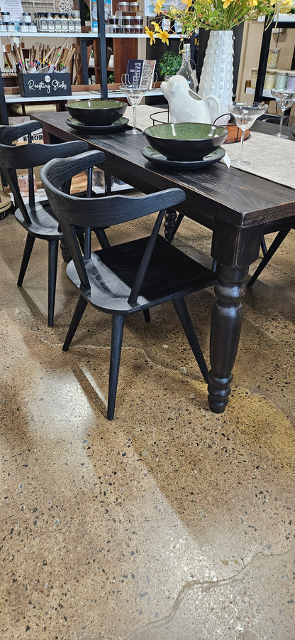 Farmhouse dark wood dining set w/4 chairs
