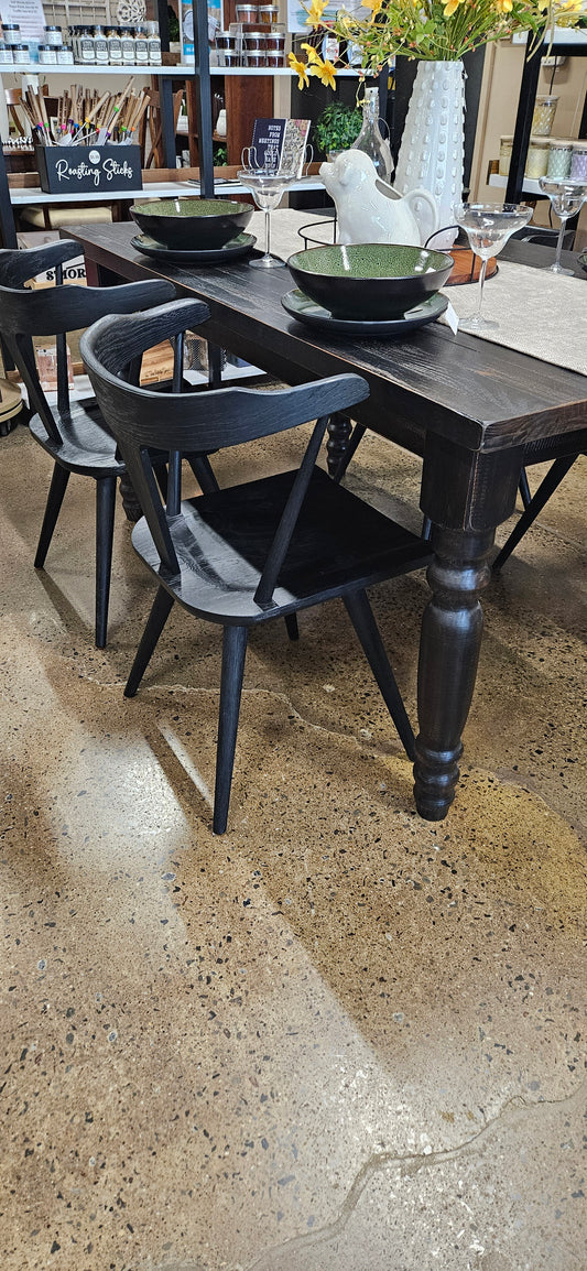 Farmhouse dark wood dining set w/4 chairs
