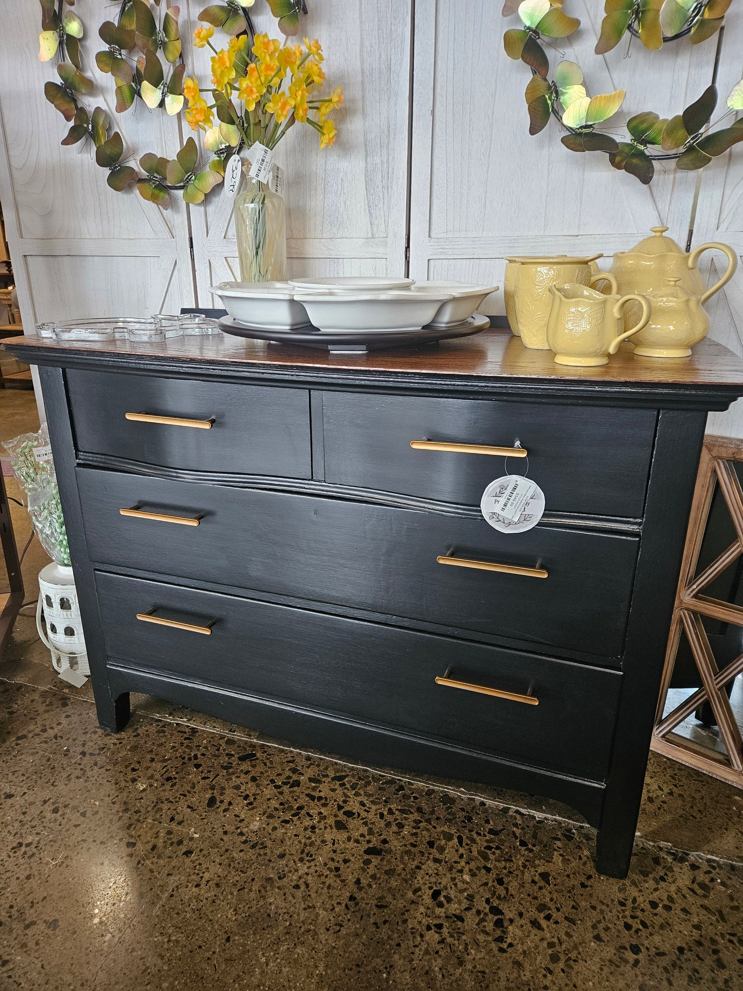 Refinished Black Buffet/Sideboard/TV stand