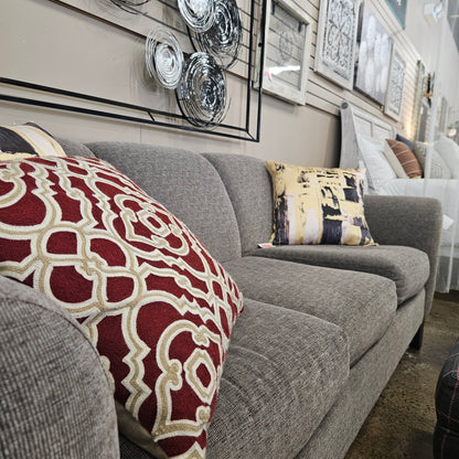 Gray upholstered sofa