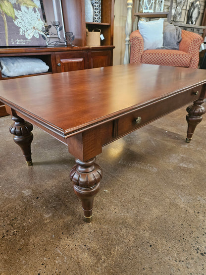 Ethan Allen dark wood coffee table w/ drawer