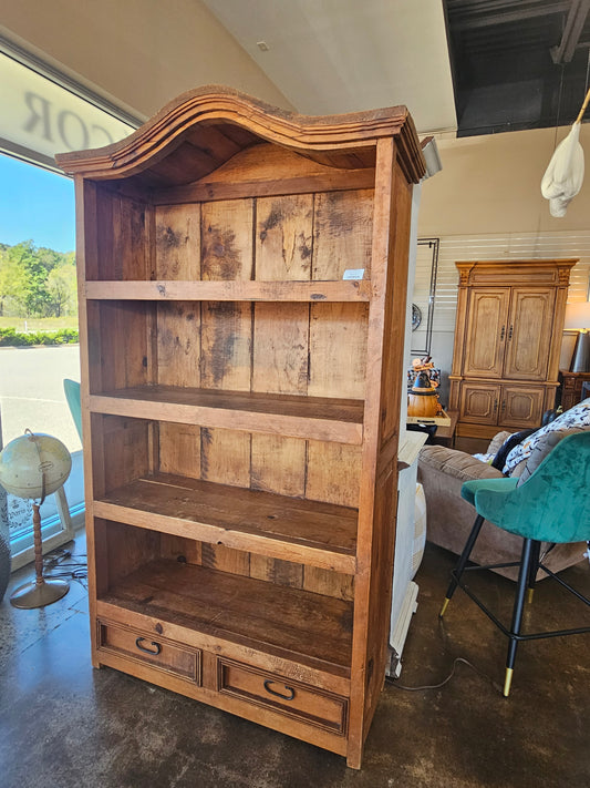 Rustic curved top bookcase