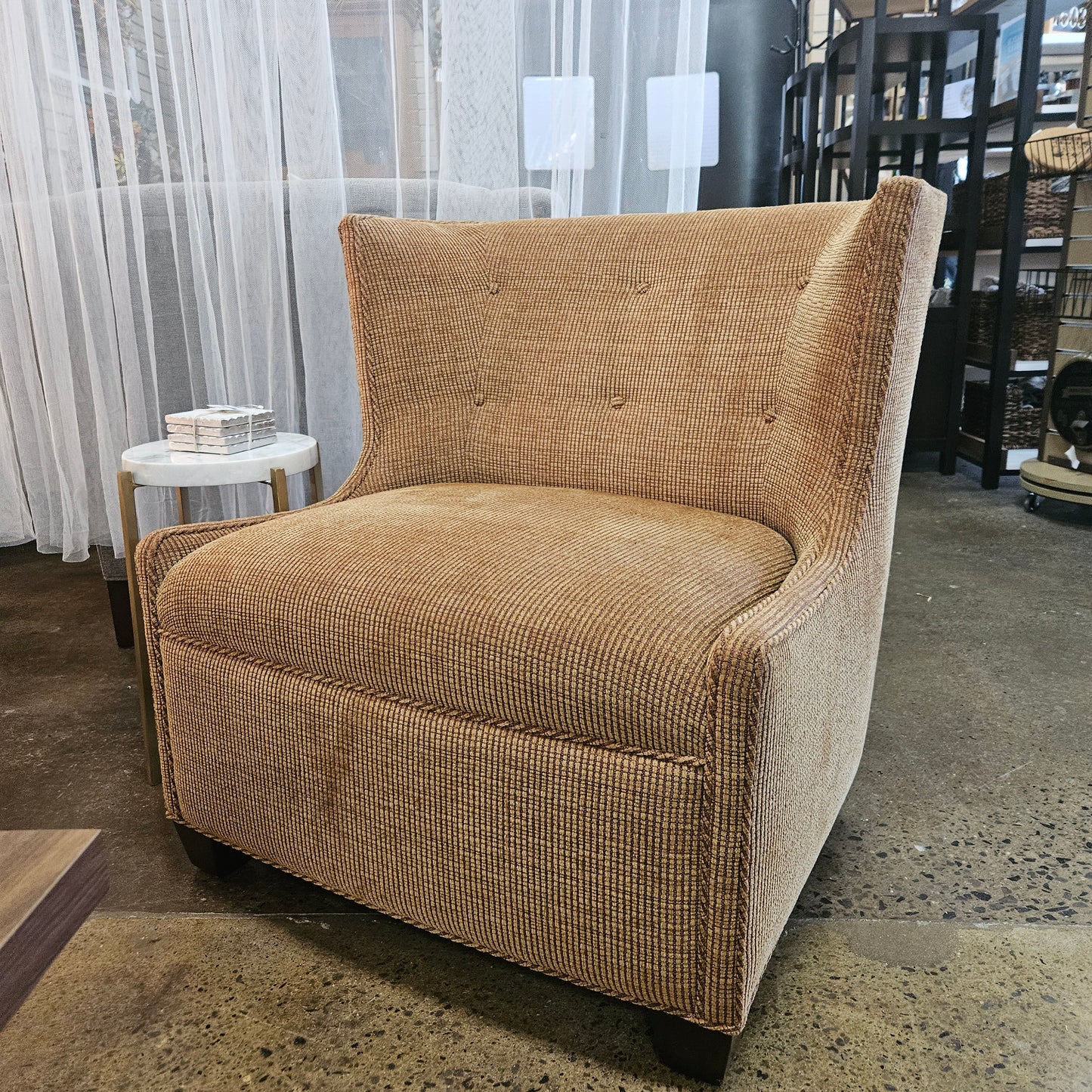 Smith Brothers ginger and taupe accent chair