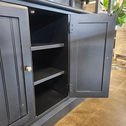 Black distressed entertainment center