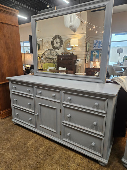 Gray painted dresser/nightstand/mirror