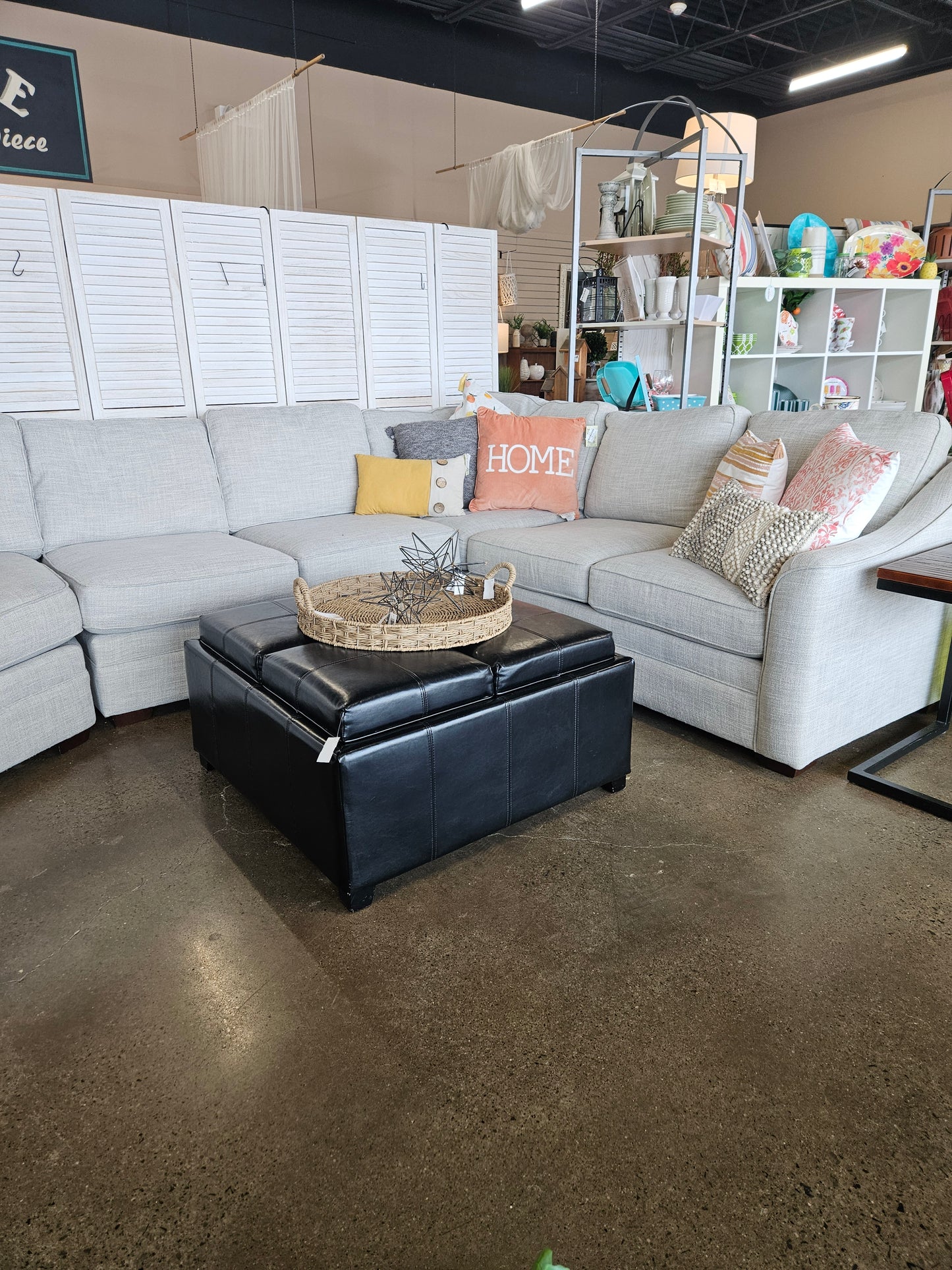 Grey tweed sectional