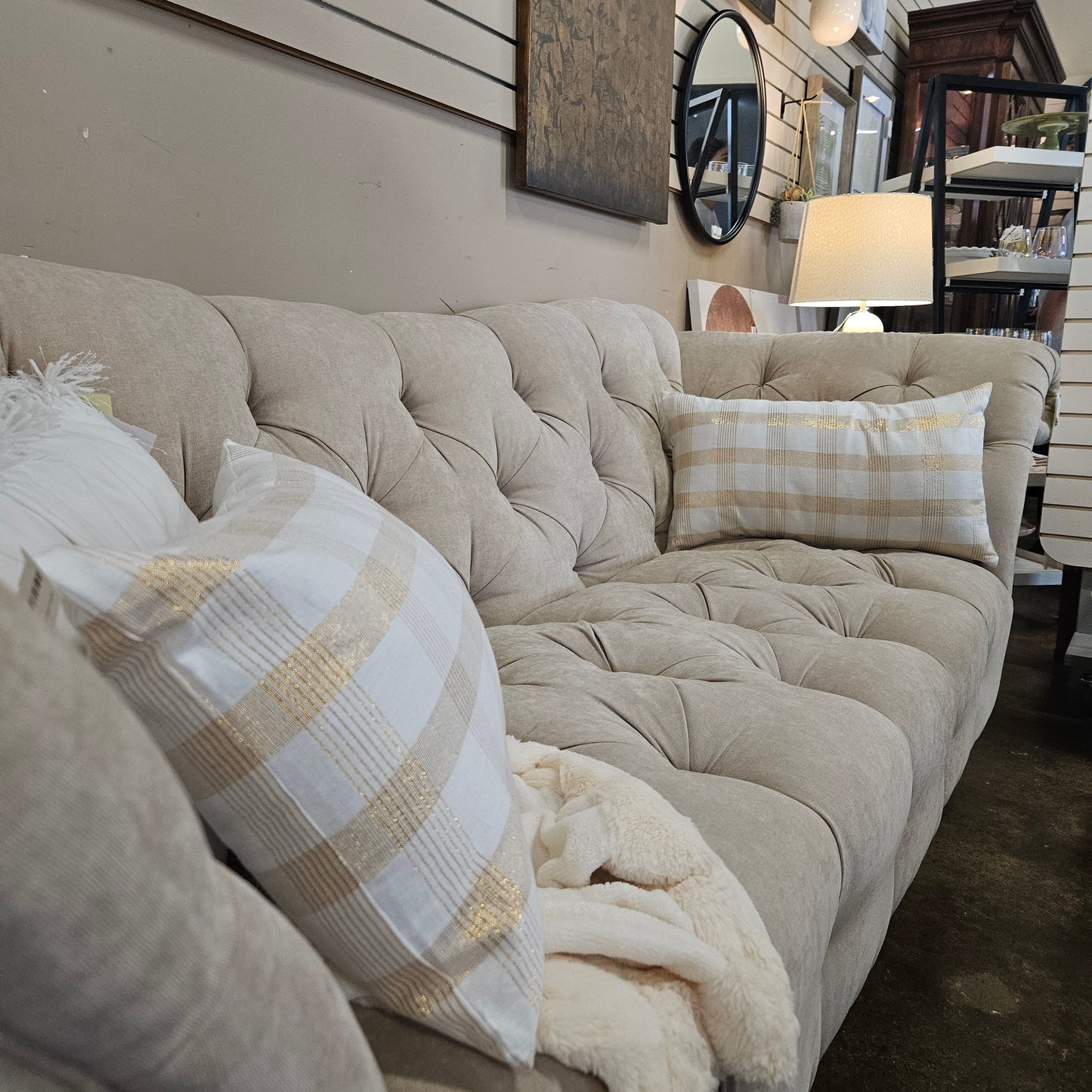 Thomasville Ella tufted sofa beige