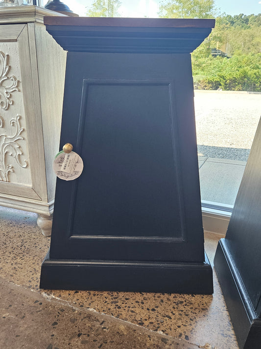 Black Painted Side Tables w Dk Wood Top