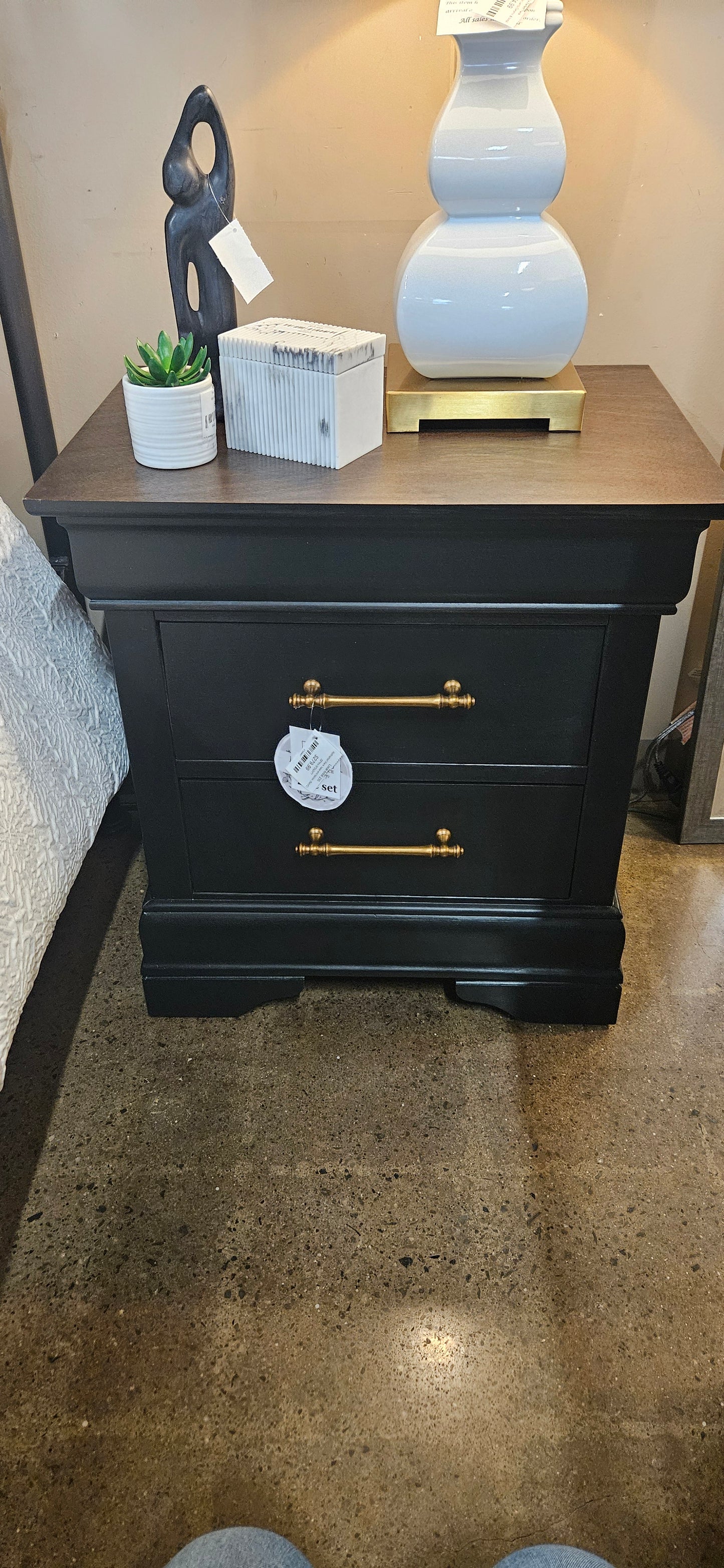 Refinished black base end tables (Setof2)