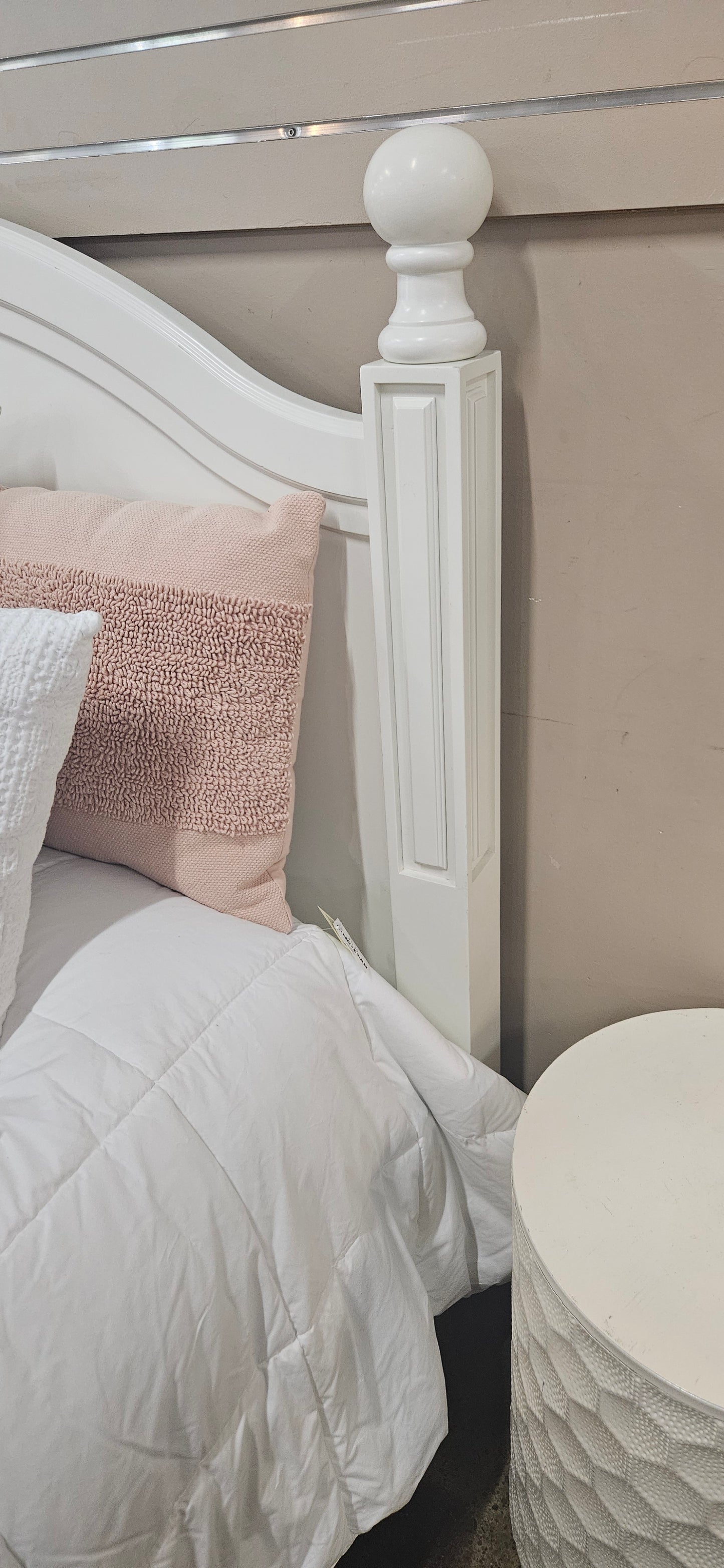 Pottery Barn full cream bed frame